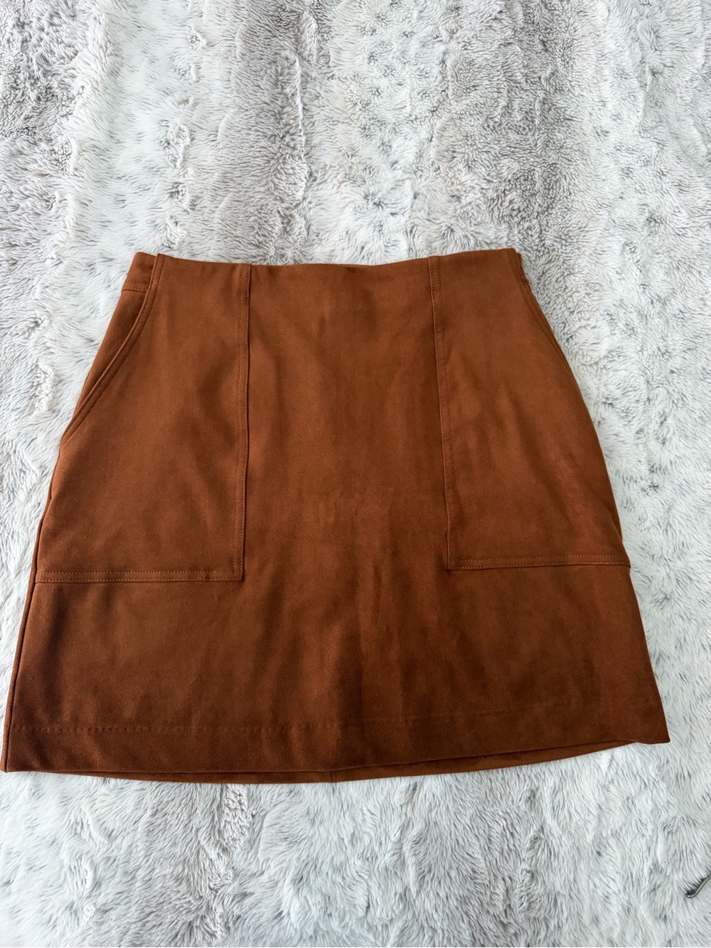Classic Brown A-Line Suede Mini Skirt